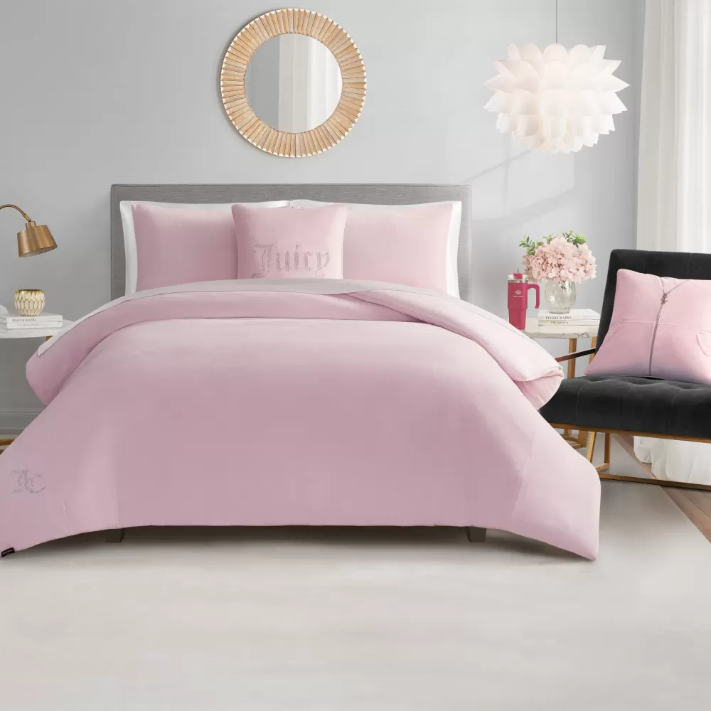 Comforter Sets-Juicy Couture Solid Velour Comforter Set MarshmallowPink