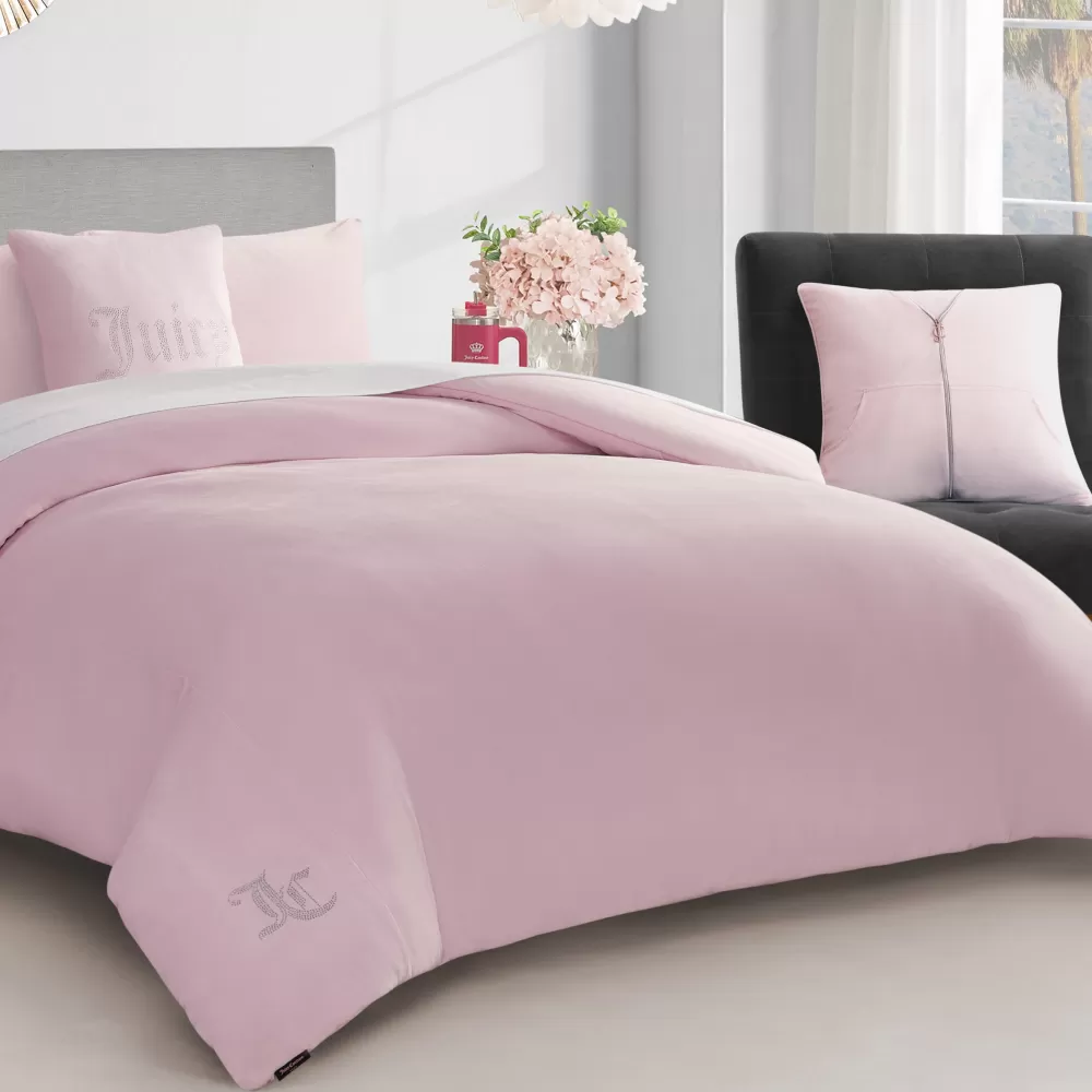 Comforter Sets-Juicy Couture Solid Velour Comforter Set MarshmallowPink