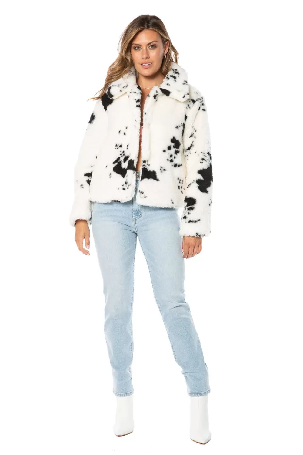 Hoodies & Jackets-Juicy Couture Spotted Faux Sherpa Jacket White