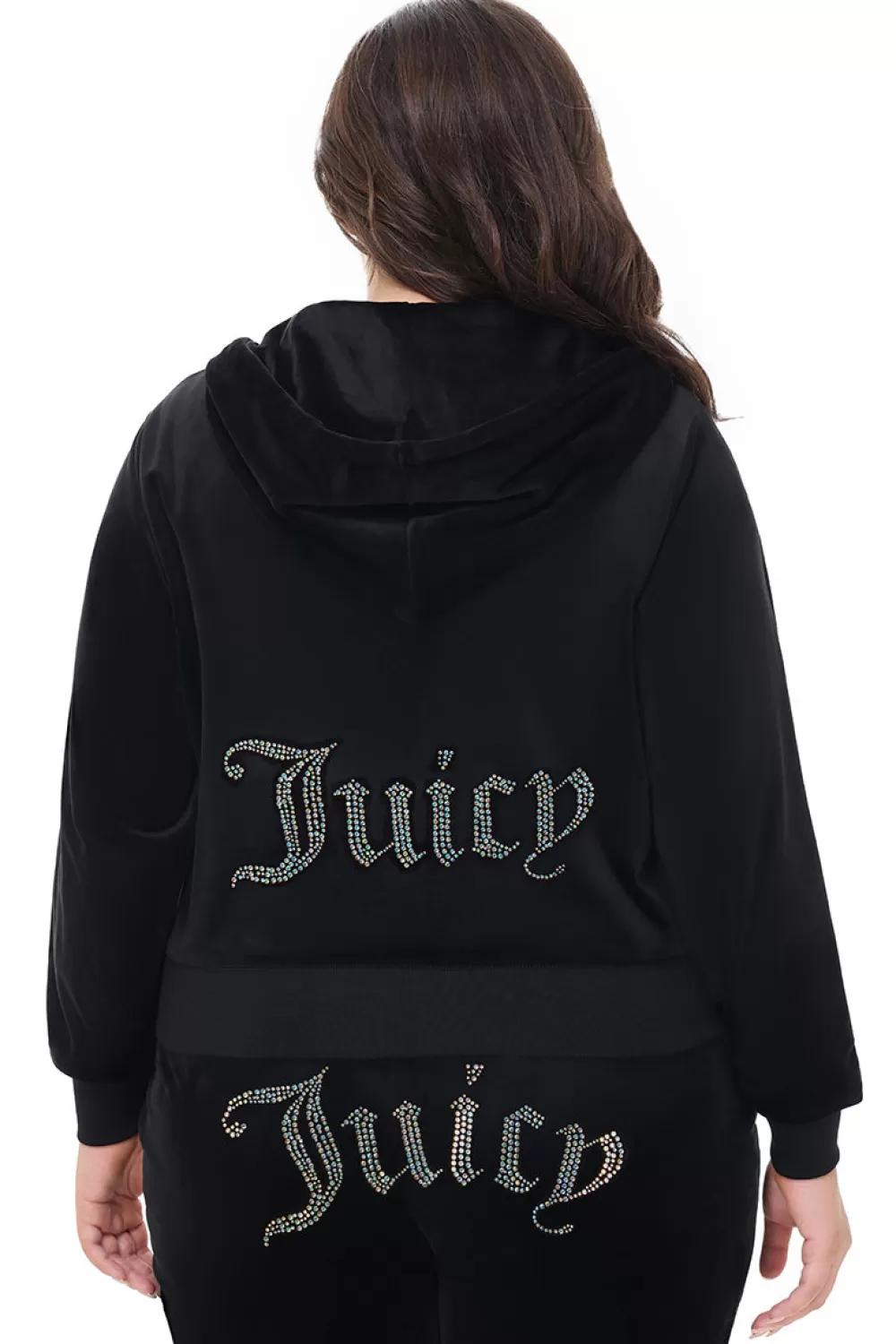 Hoodies & Jackets-Juicy Couture Technicolor Big Bling Velour Hoodie Liquorice/BlueBling
