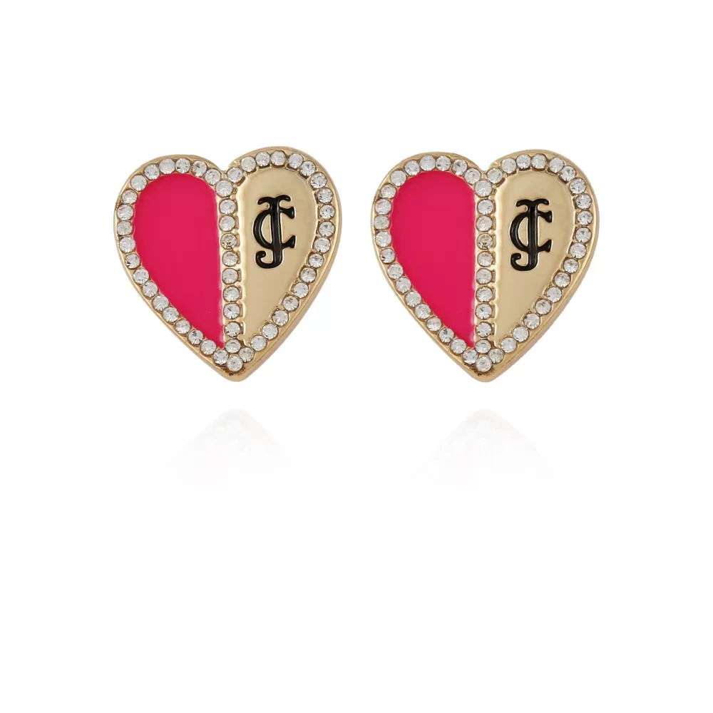 Earrings-Juicy Couture Twotone Heart Stud Earrings Gold