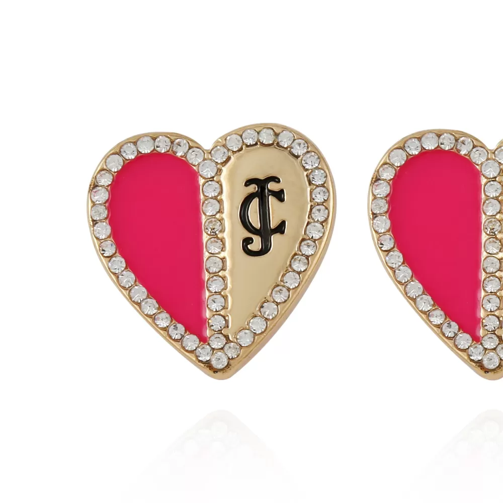 Earrings-Juicy Couture Twotone Heart Stud Earrings Gold