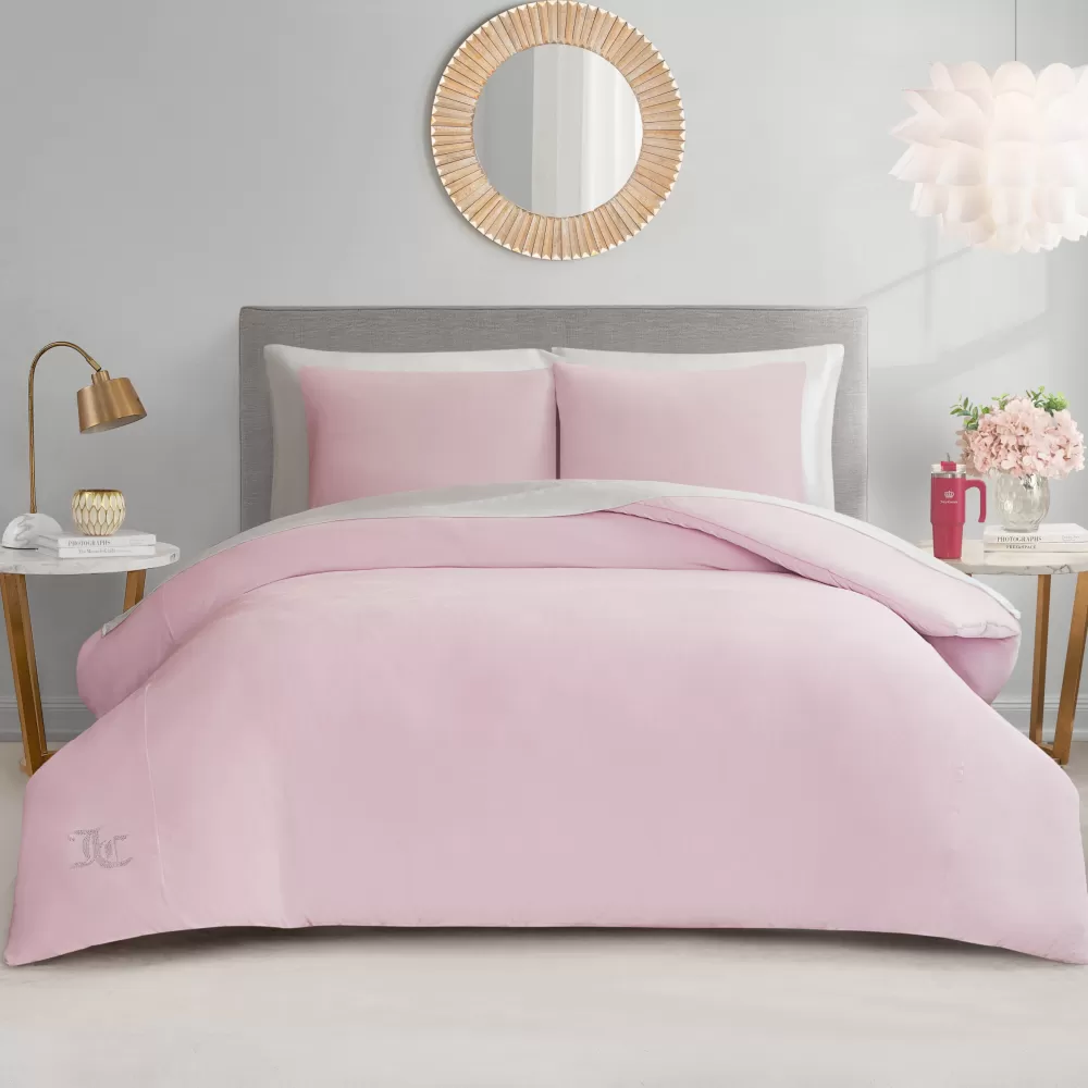 Comforter Sets-Juicy Couture Velour Comforter Set MarshmallowPink