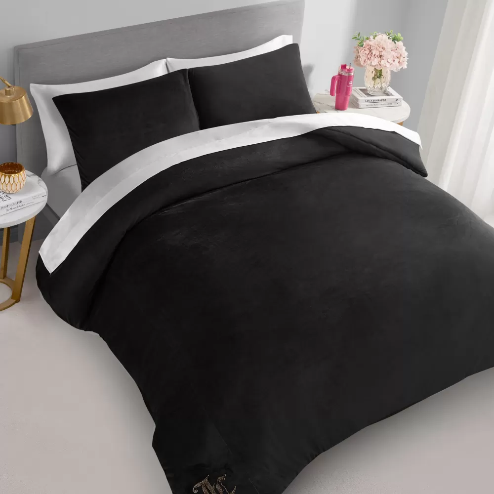 Comforter Sets-Juicy Couture Velour Comforter Set Black