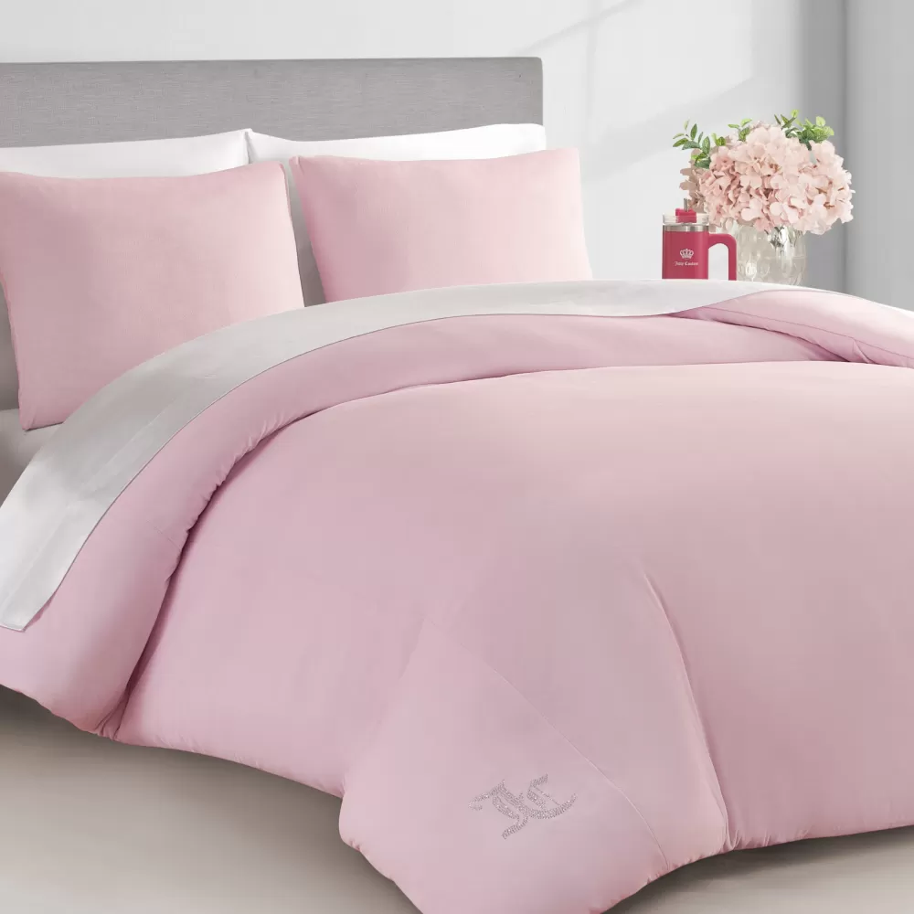 Comforter Sets-Juicy Couture Velour Comforter Set MarshmallowPink