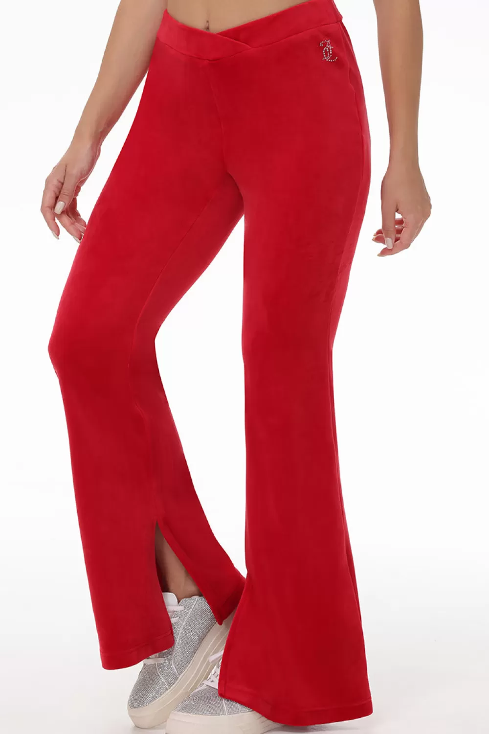 Track Bottoms | Track Pants-Juicy Couture Velour Flare Pant With Slit CocoRed