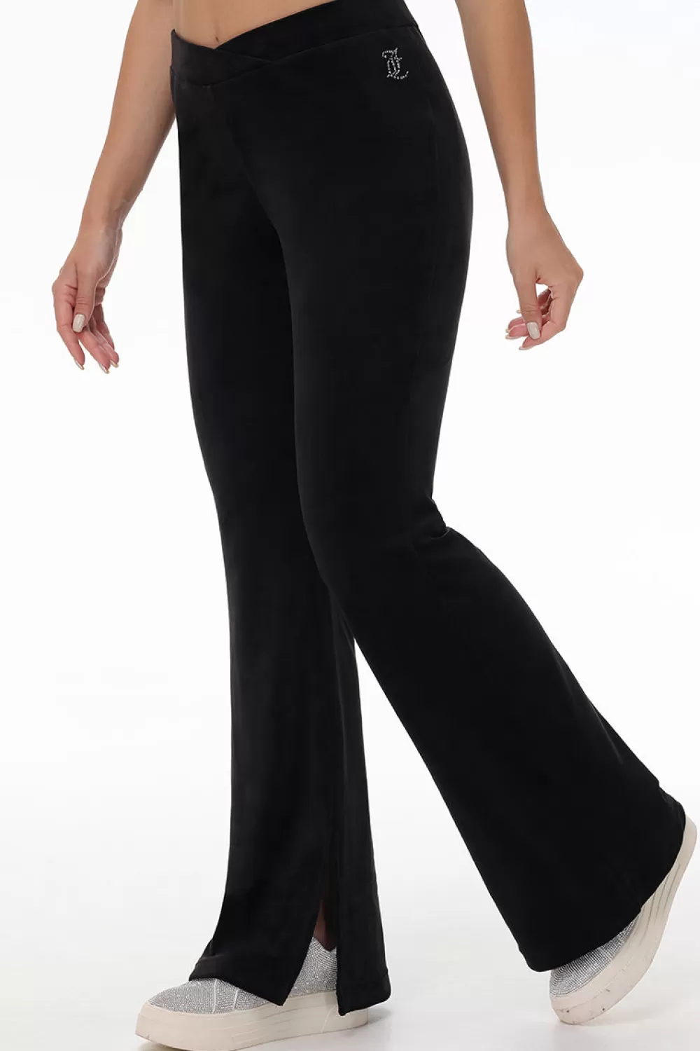 Track Bottoms | Track Pants-Juicy Couture Velour Flare Pant With Slit Liquorice