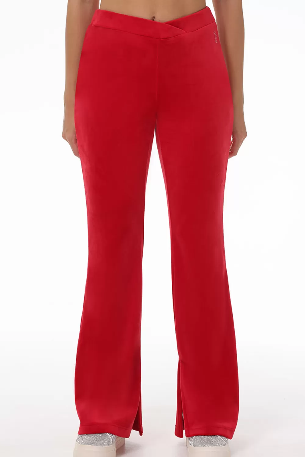 Track Bottoms | Track Pants-Juicy Couture Velour Flare Pant With Slit CocoRed