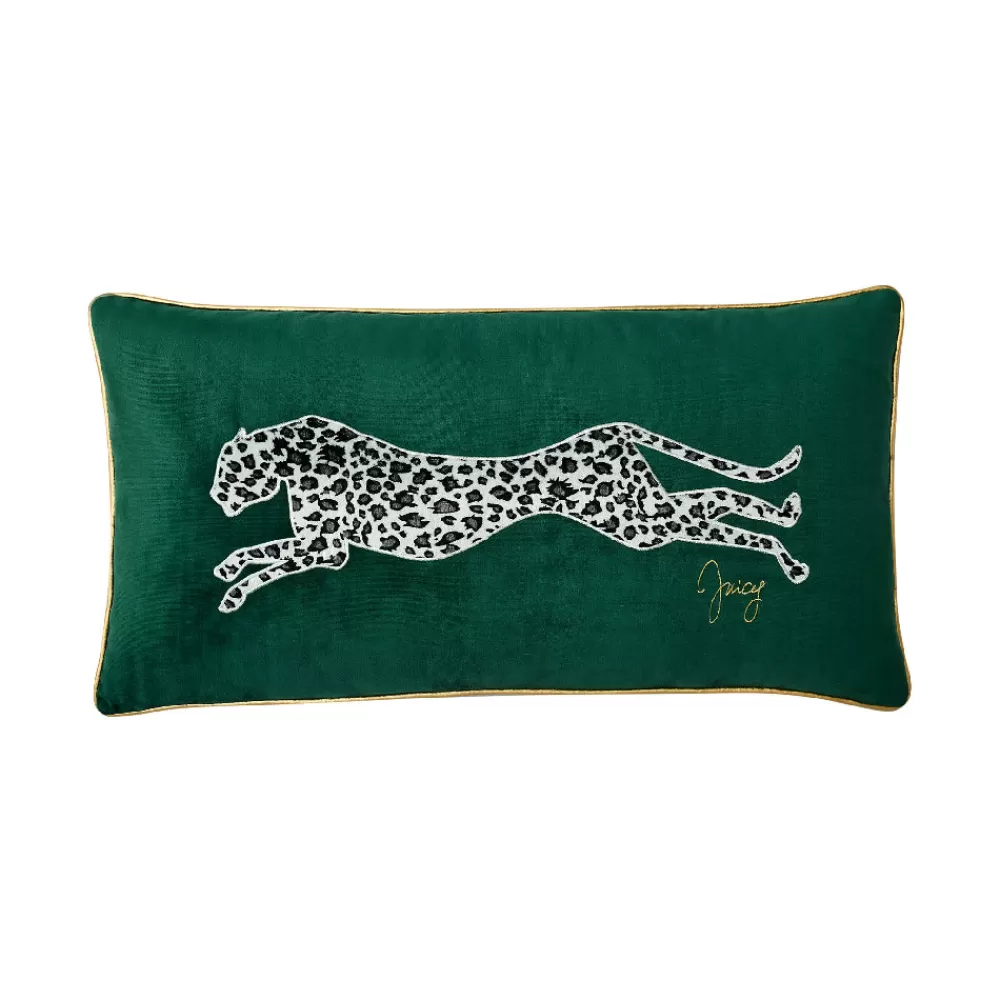 Throw Pillows-Juicy Couture Velvet Cheetah Pillow DarkGreen