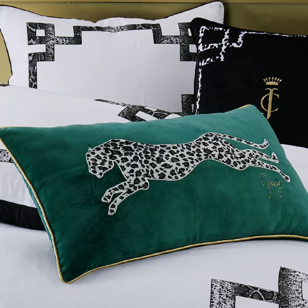 Throw Pillows-Juicy Couture Velvet Cheetah Pillow DarkGreen