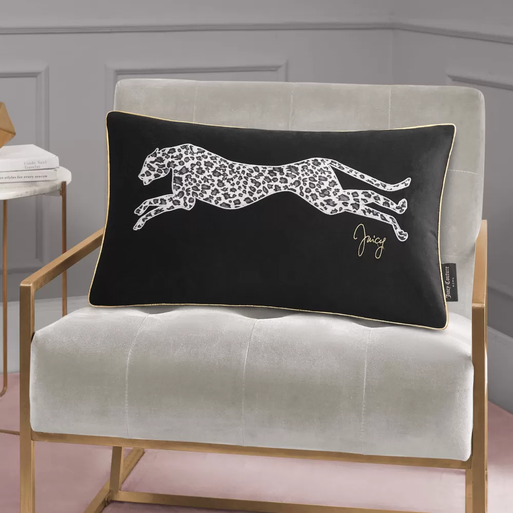 Comforter Sets-Juicy Couture Velvet Cheetah Pillow Black