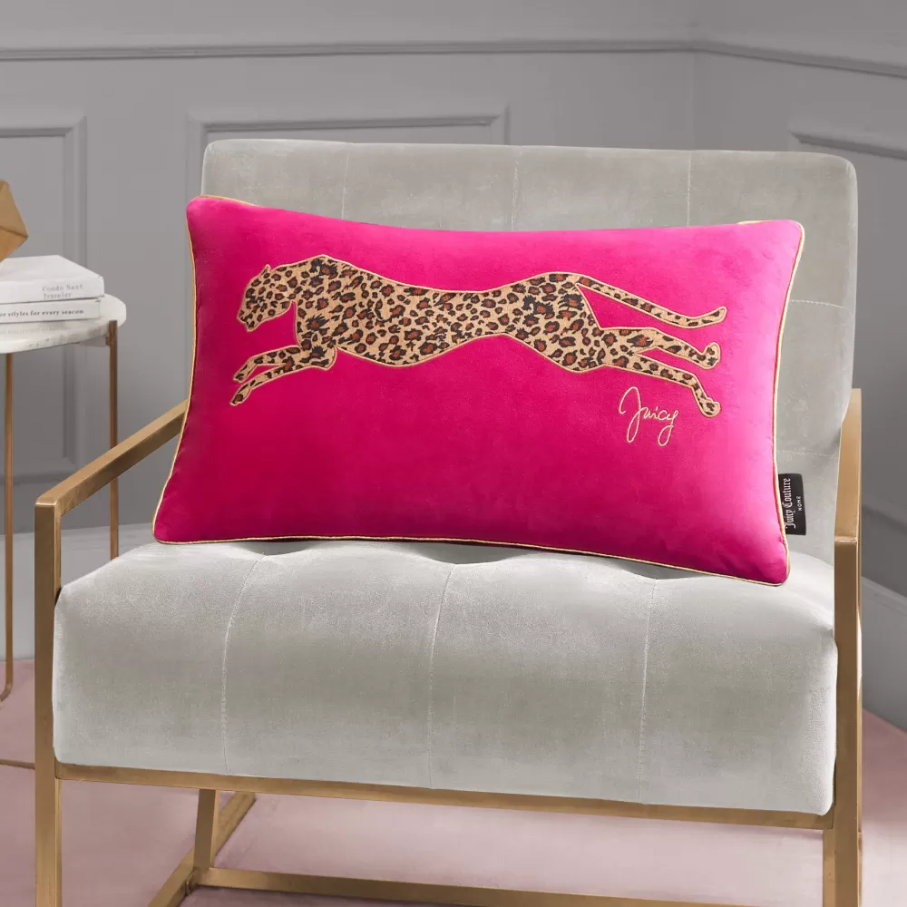 Comforter Sets-Juicy Couture Velvet Cheetah Pillow HotPink