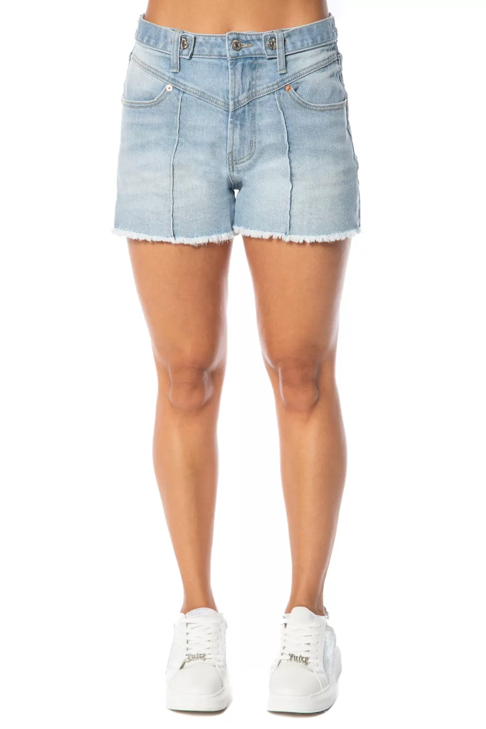 Shorts-Juicy Couture V-Front Shorts with Raw hem IndigoLightWash