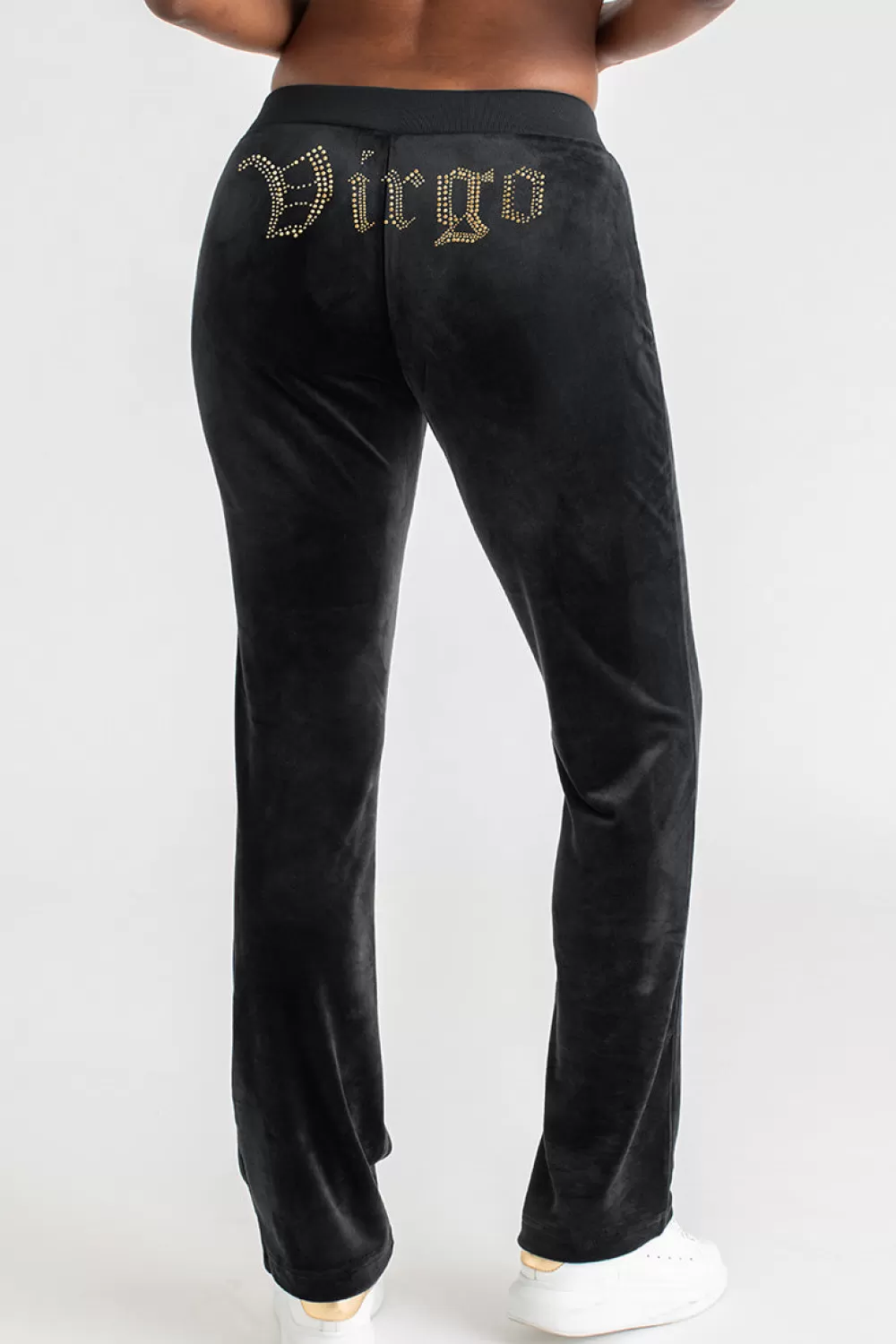 Track Bottoms | Bling Sets-Juicy Couture Virgo Big Bling Velour Track Pants Liquorice/GoldBling