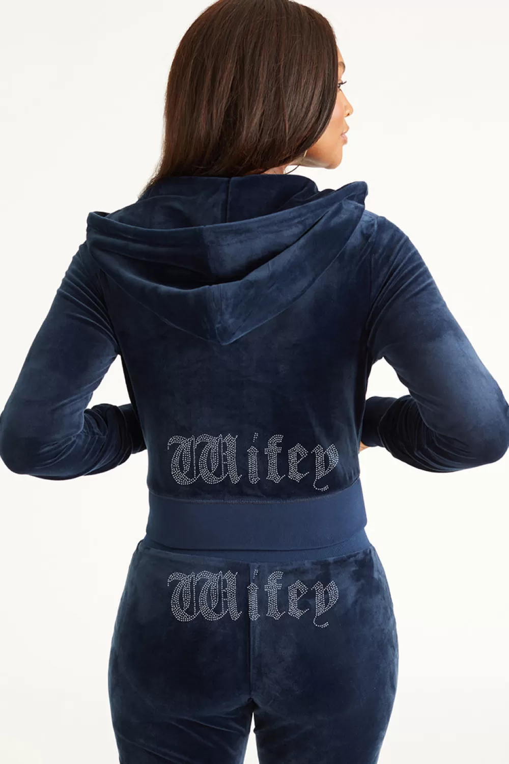 Track Tops | Track Tops-Juicy Couture Wifey Big Bling Velour Hoodie RegalBlue/GoldBling