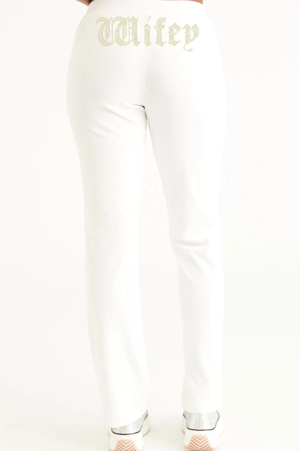 Track Bottoms | Bling Sets-Juicy Couture Wifey Big Bling Velour Track Pants Angel/SilverBling