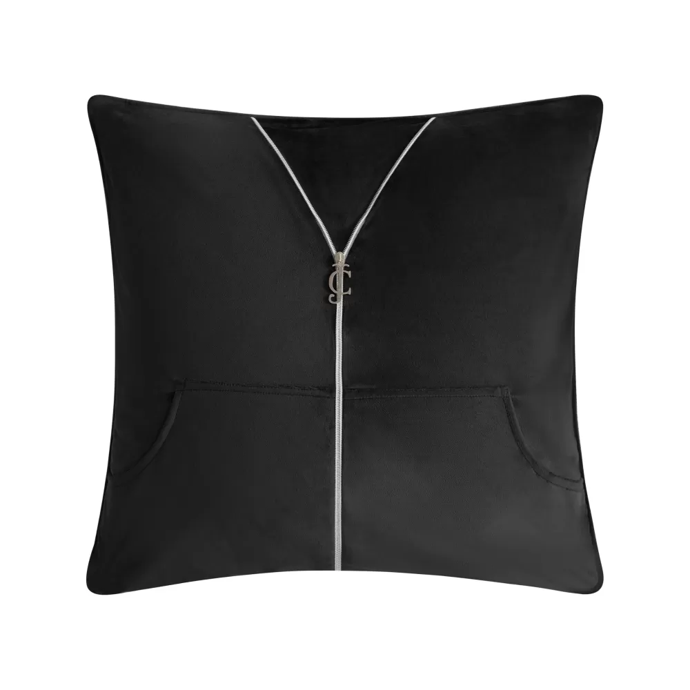 Throw Pillows-Juicy Couture Zippered Tracksuit Pillow Black